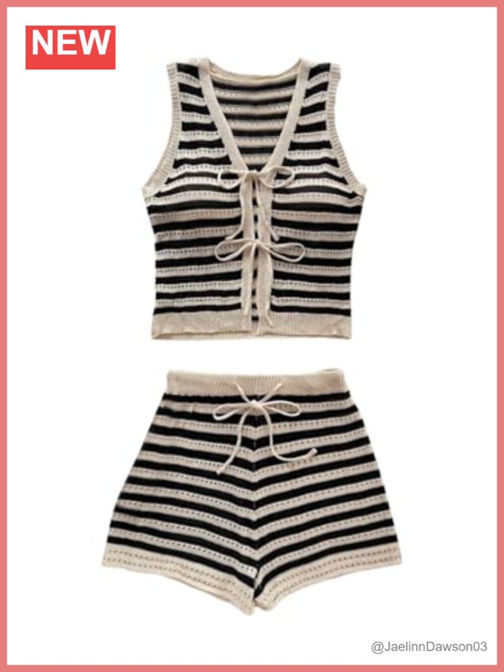 Women's Crochet Knit 2 Piece Short Set Sleeveless Bow Tie Beach Vacation Outfit